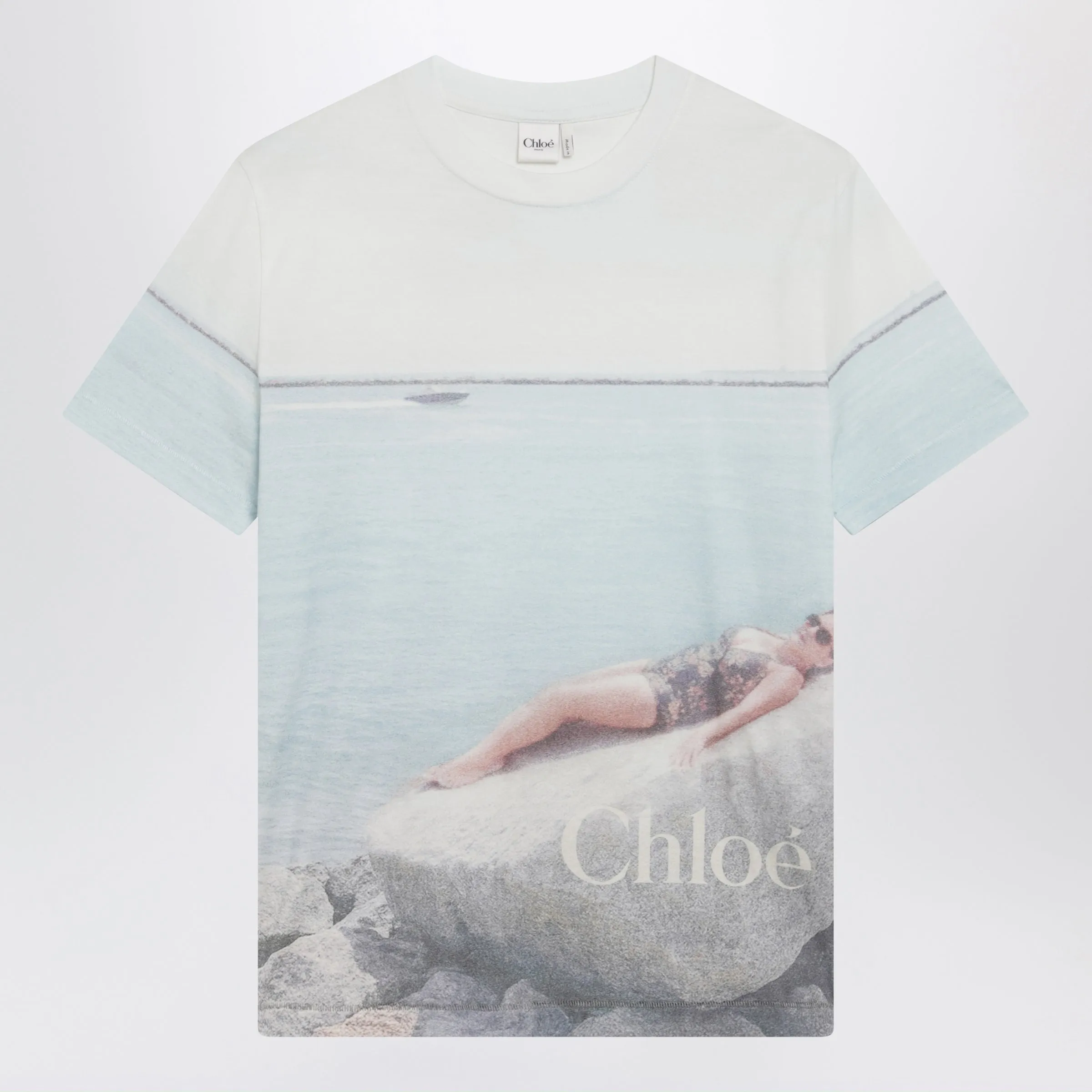 Crewneck Logo T-Shirt In Cotton Jersey, Iconic Milk sold by Wanan Luxury