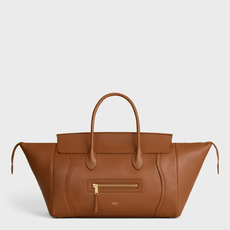 Luggage Bag In Tan Soft Glossy Lambskin Leather made by Celine