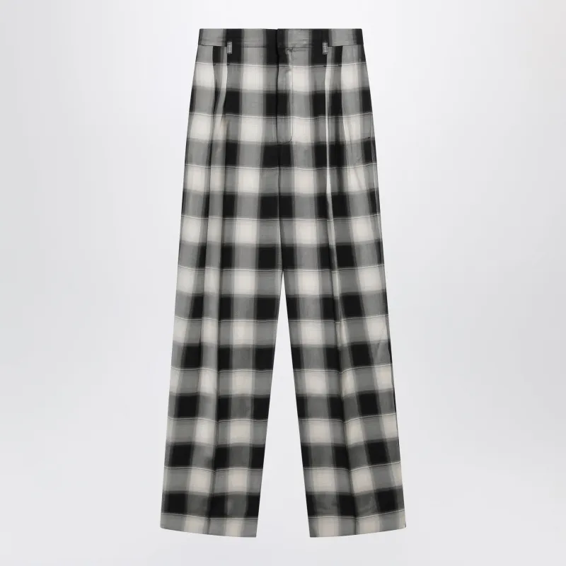Checked Wide-Leg Pants Beige/Black made by Wanan Luxury