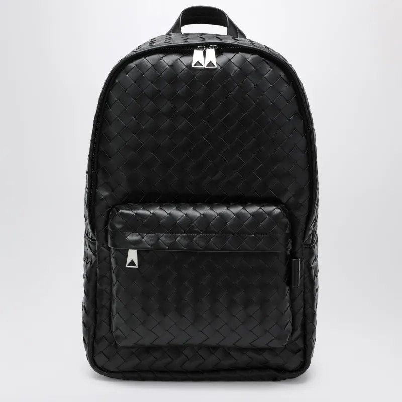 Medium Black Backpack In Intrecciato Weave made by Bottega Veneta