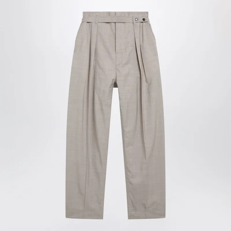 Beige Mélange Wool Trousers made by Bottega Veneta