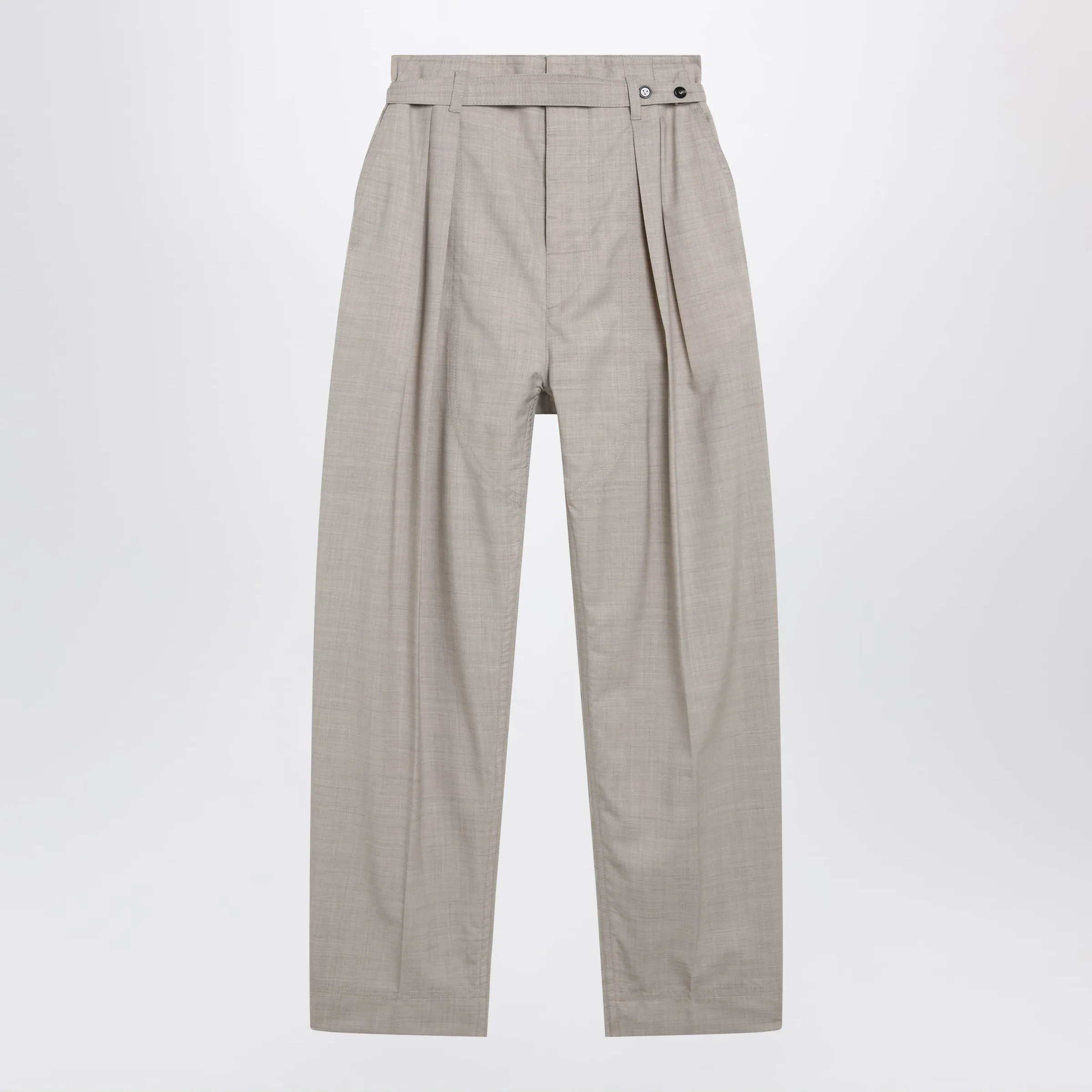 Beige Mélange Wool Trousers sold by Wanan Luxury