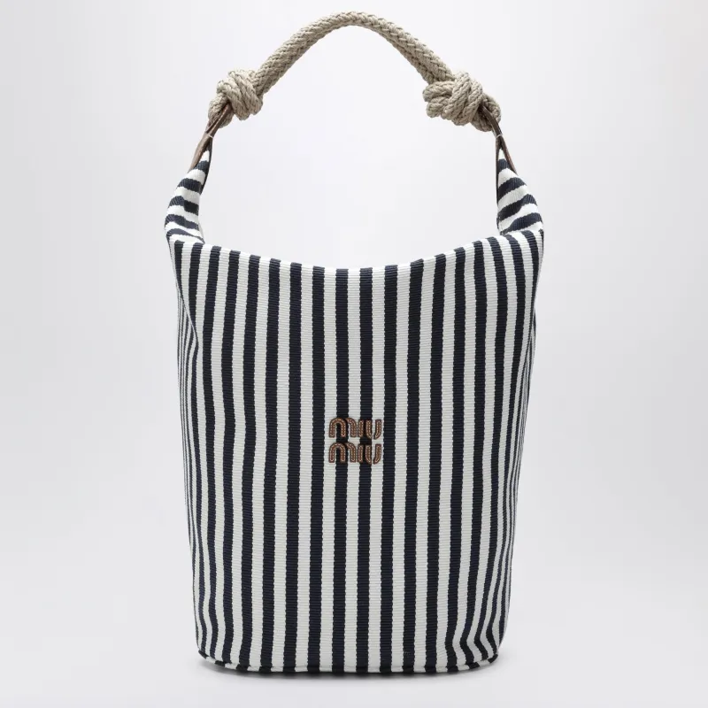 Blue/Cognac Striped Canvas Bag made by Miu Miu
