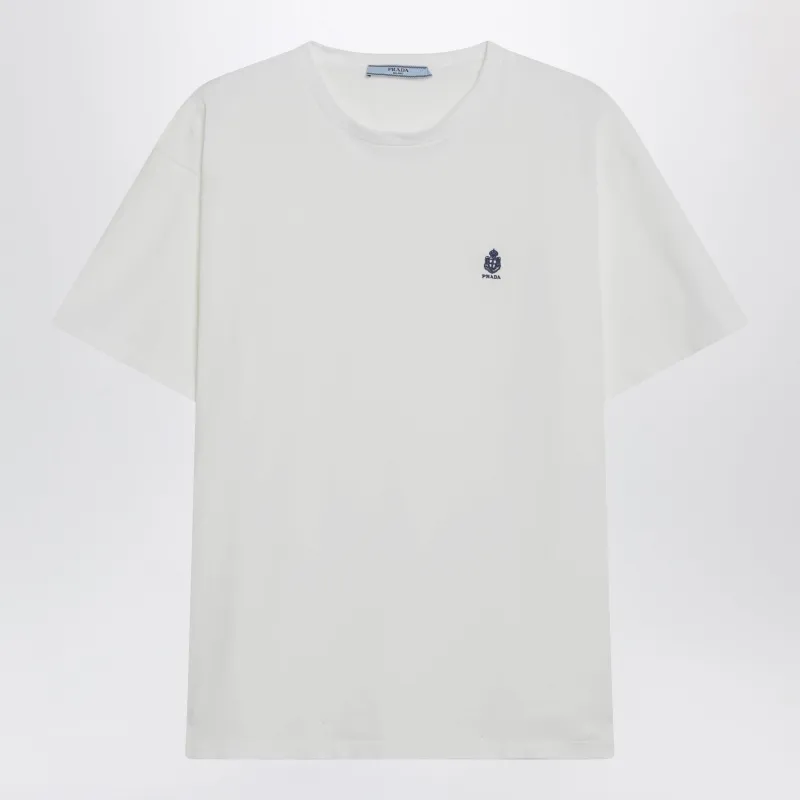 White Garment-Dyed Jersey T-Shirt made by Prada