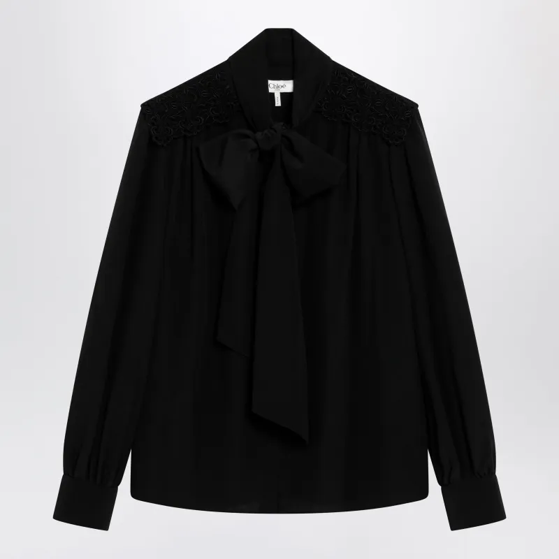 Black Silk Blouse With Lavallière made by Chloe