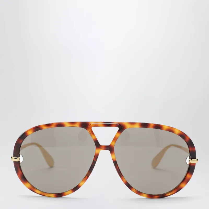 Classic Aviator Sunglasses In Recycled Acetate, Havana made by Bottega Veneta