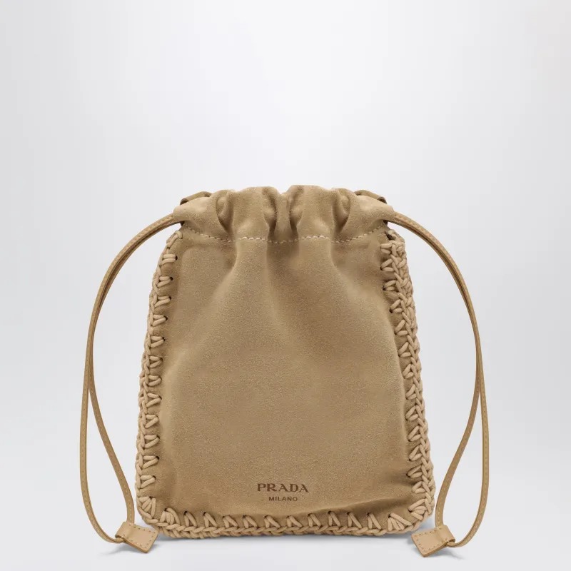 Desert-Colored Suede Leather Smartphone Holder made by Prada