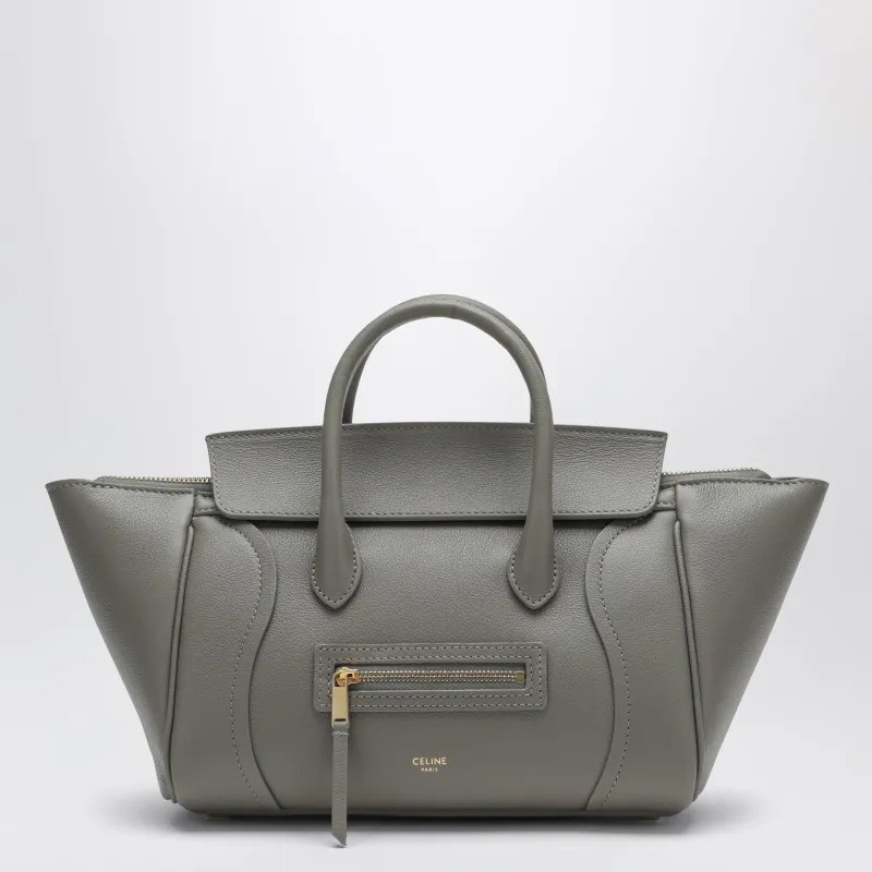 Small Light Graphite Leather Luggage Bag made by Celine
