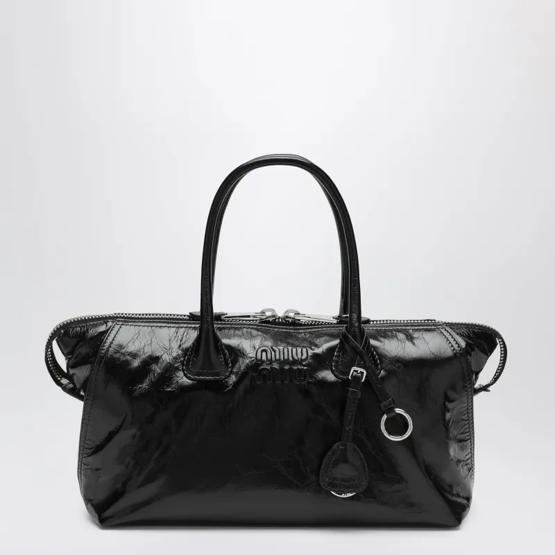 Black Glossy Leather Handbag made by Miu Miu