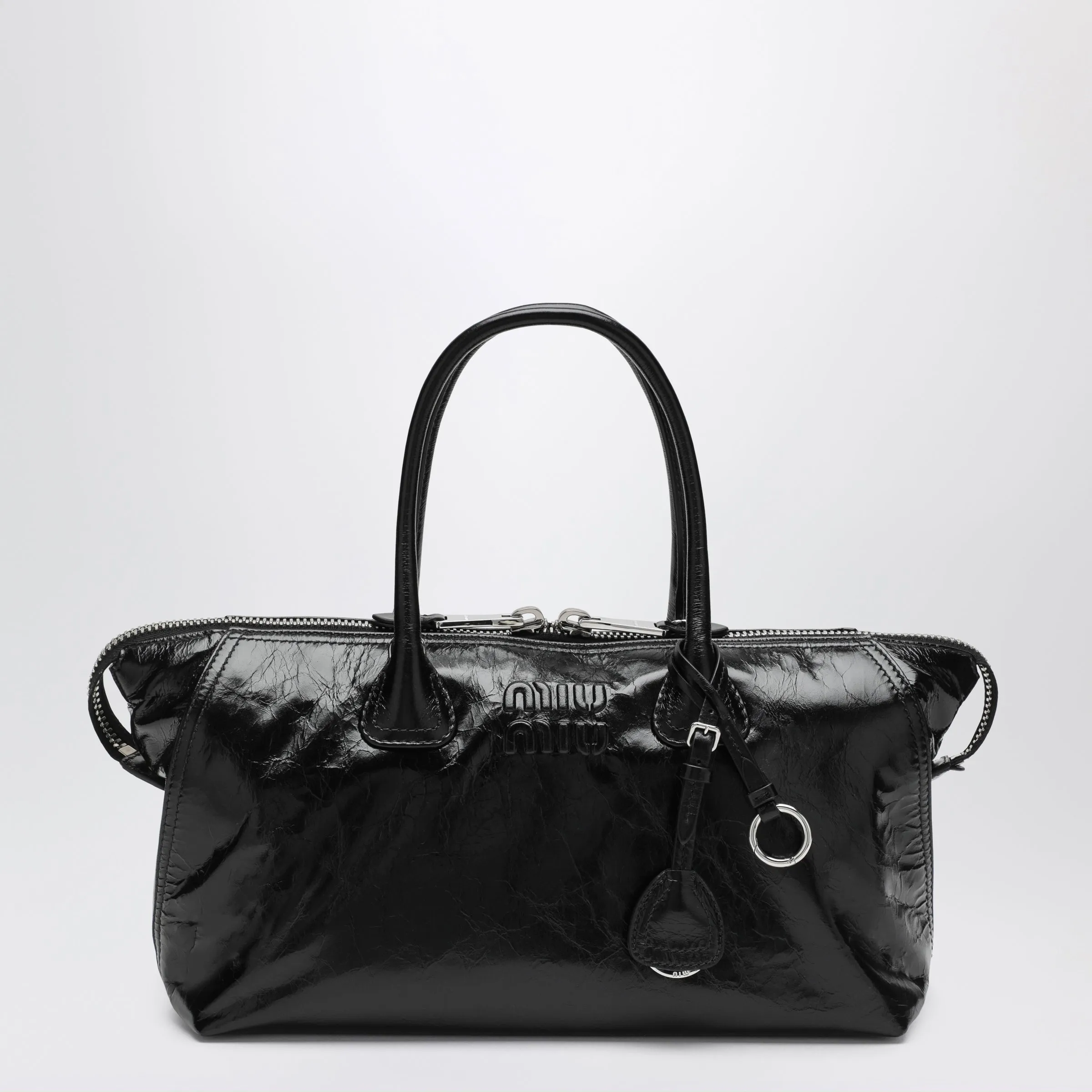 Black Glossy Leather Handbag sold by Wanan Luxury