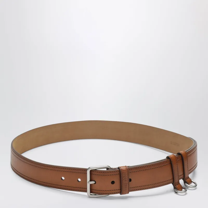 Calfskin Belt With Contrast Stitching And Hooks, Cognac made by Miu Miu