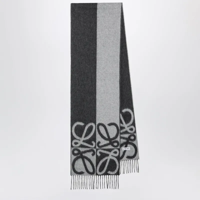 Bicolour Anagram Jacquard Wool-Cashmere Scarf In Grey made by Loewe