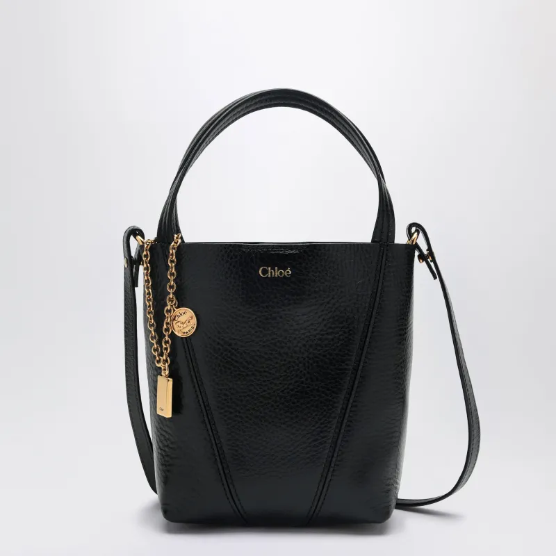 Small Spin Black Leather Tote Bag made by Chloe