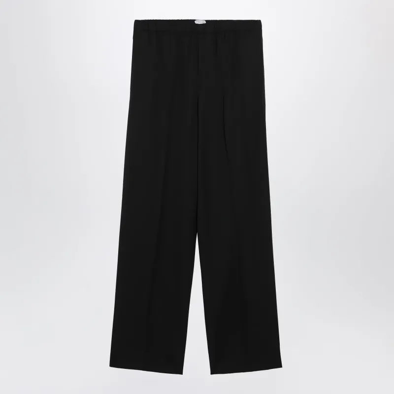 Wide-Leg Elasticated Trousers In Wool, Double Black made by Bottega Veneta