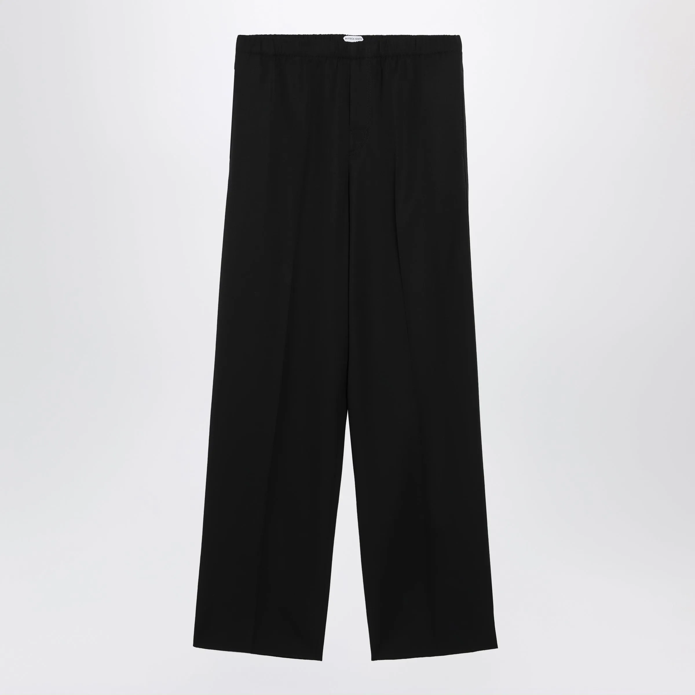 Wide-Leg Elasticated Trousers In Wool, Double Black sold by Wanan Luxury