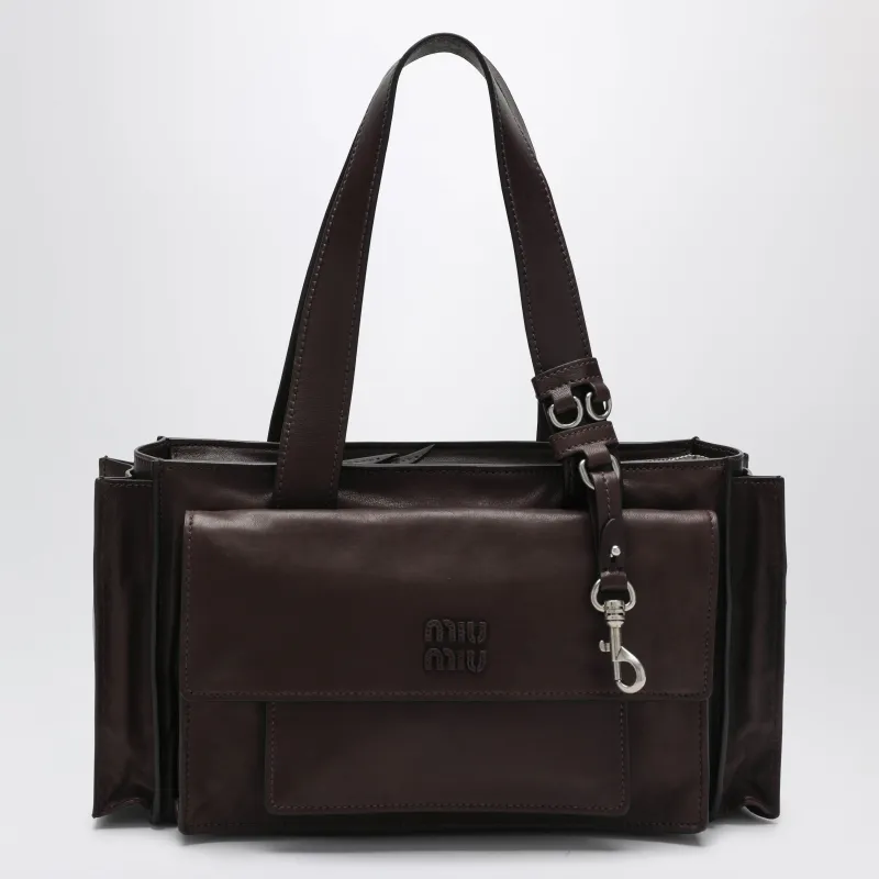 Utilitaire Shopping Bag In Antique-Effect Lambskin, Burnt made by Miu Miu