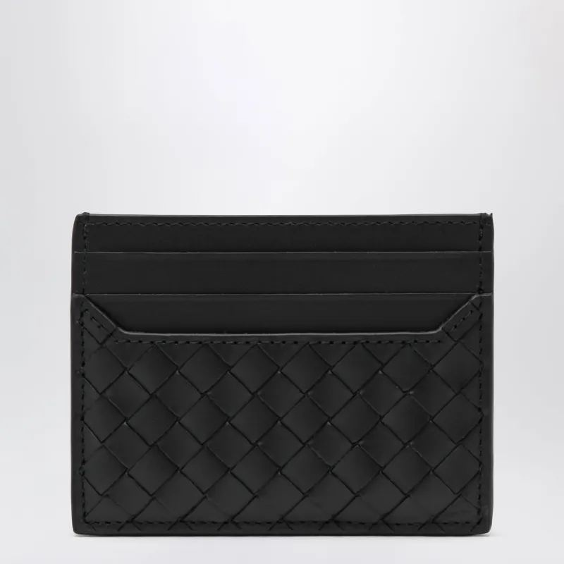 Small Intrecciato Card Holder In Calf Leather, Black made by Bottega Veneta