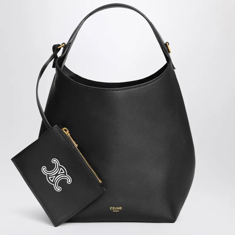 Small Leather Hobo Bag Black made by Celine