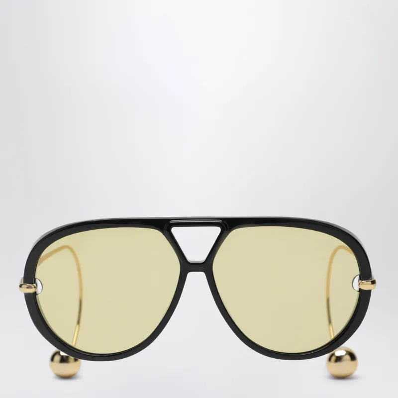 Aviator Drop Sunglasses Black/Gold made by Bottega Veneta