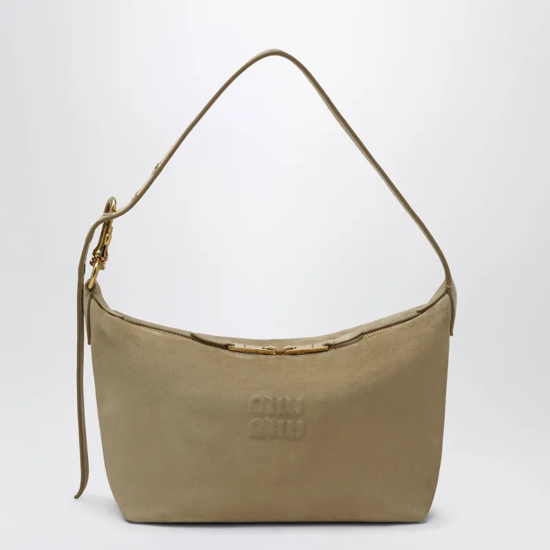 Suede Leather Bowling Bag In Ecru made by Miu Miu