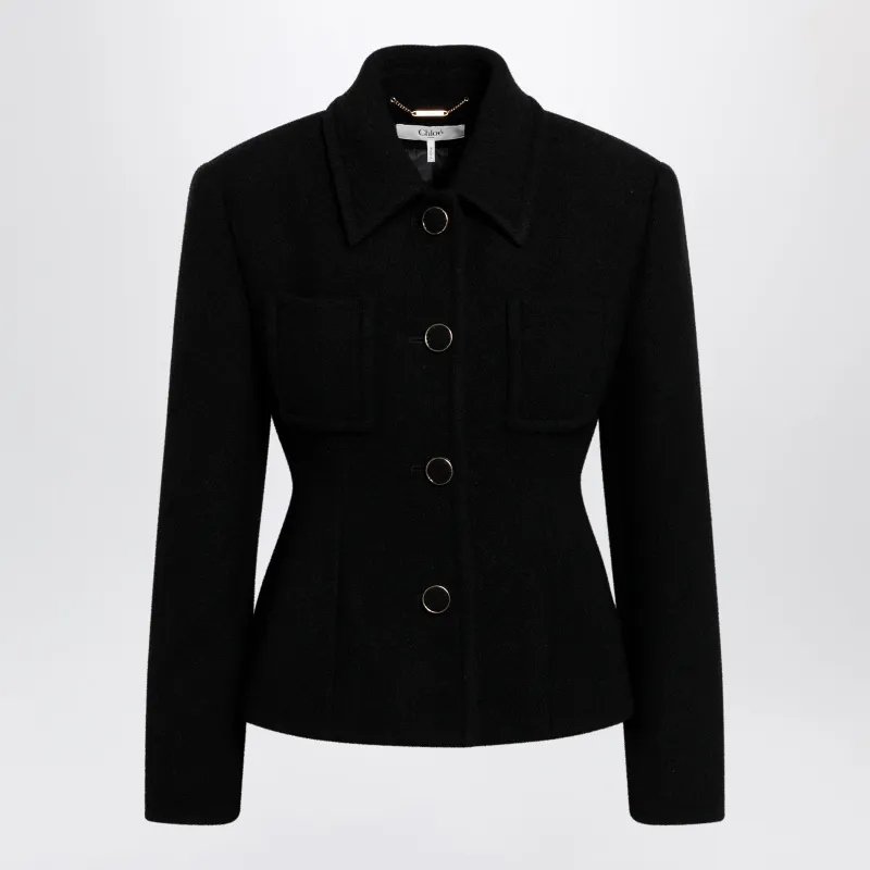 Black Wool-Blend Jacket made by Chloe