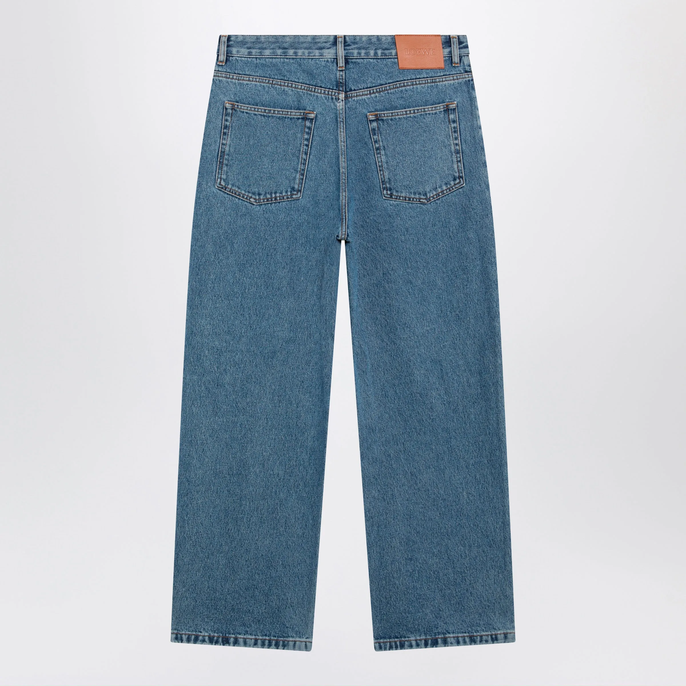 Baggy Anagram Embroidered Jeans In Washed Cotton Denim, Blue sold by Wanan Luxury product image thumbnail 2