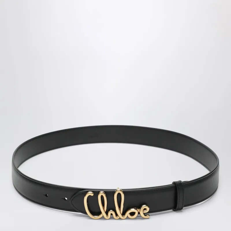 Iconic Calfskin Leather Belt In Black made by Chloe