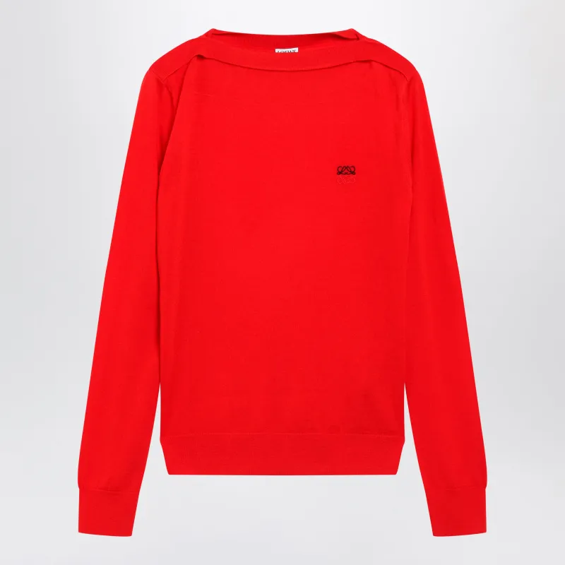 Light Merino Wool Sweater In Red made by Loewe