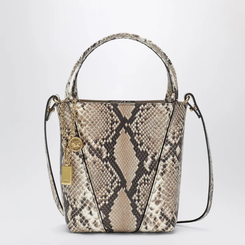 Small Chloé Spin Tote Bag In Python-Effect Leather made by Chloe