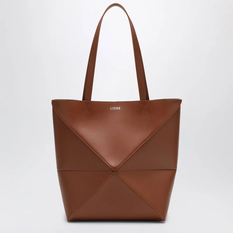 Medium Puzzle Fold Tote Bag In Light Brown Leather made by Loewe