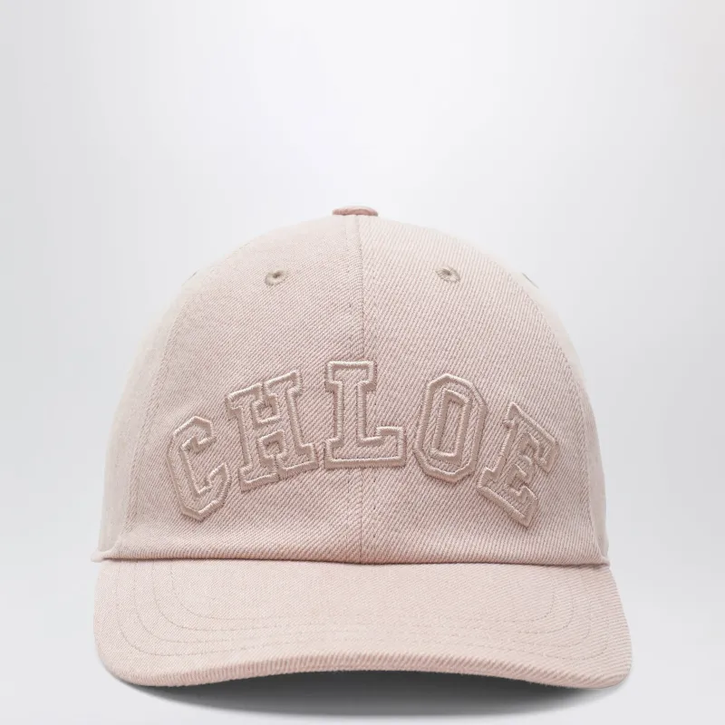 Pink Cotton Denim Baseball Cap made by Chloe