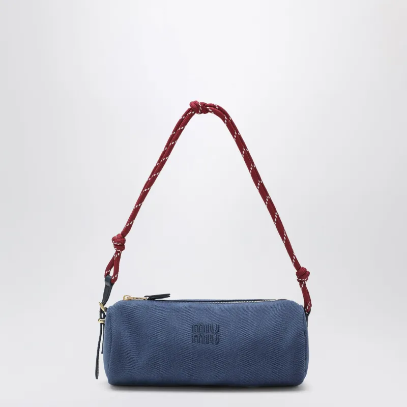 Cotton Gabardine Pouch In Indigo And Amaranth made by Miu Miu