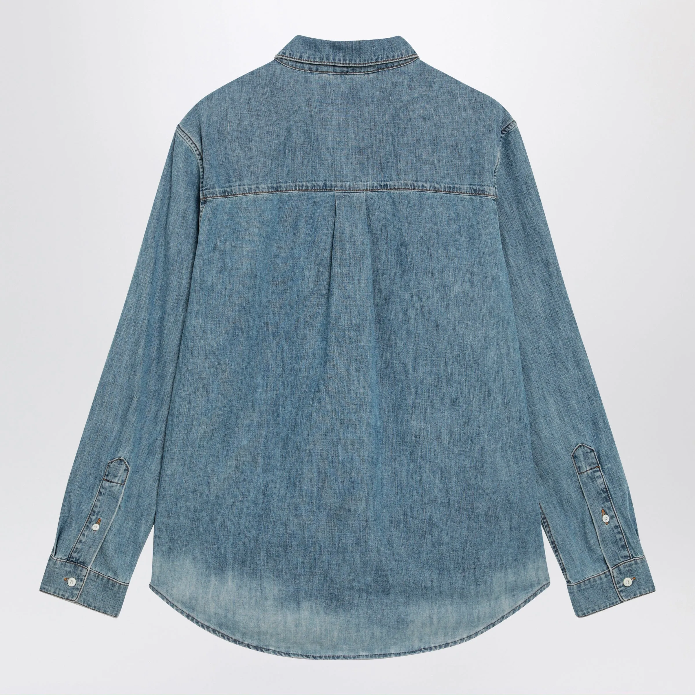 Bleached Cotton Chambray Shirt In Light Blue sold by Wanan Luxury product image thumbnail 2