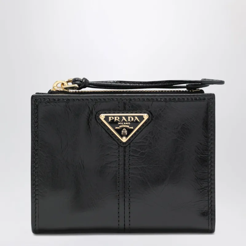 Black Leather Small Wallet made by Prada
