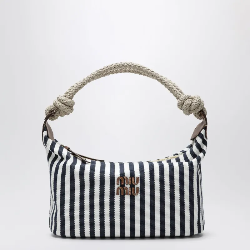 Blue/Cognac Striped Canvas Bag made by Miu Miu