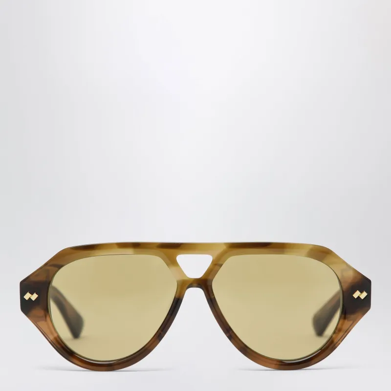 Dizzy Aviator Sunglasses In Recycled Acetate, Havana made by Bottega Veneta