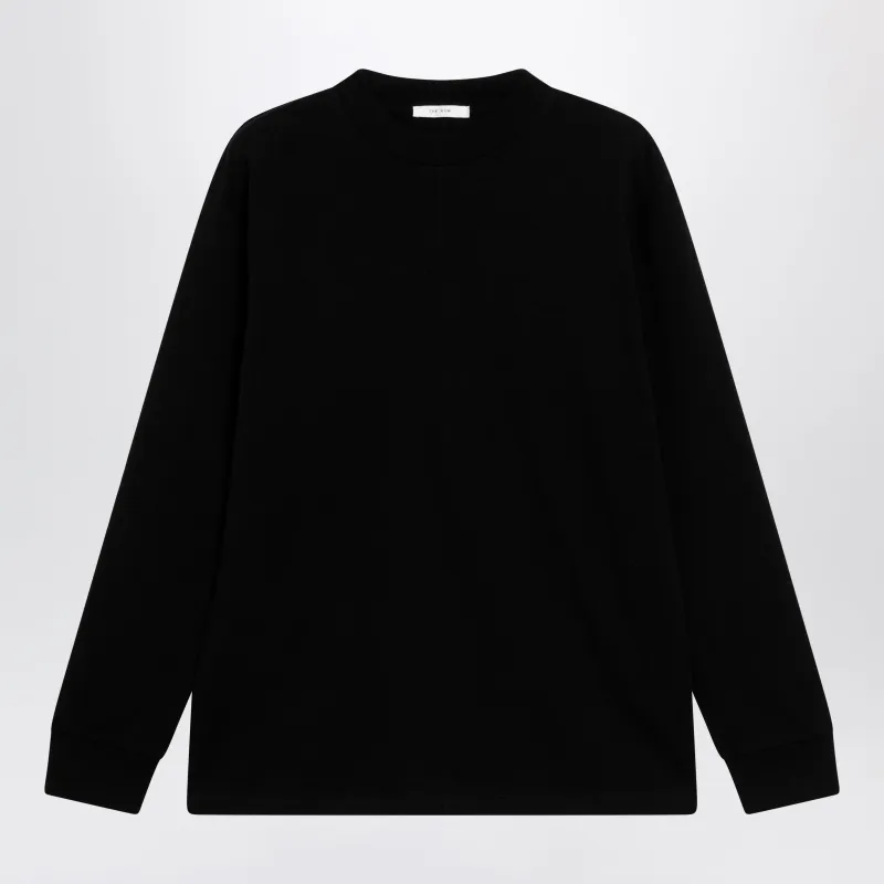 Black Cotton Crew-Neck Sweater made by The Row