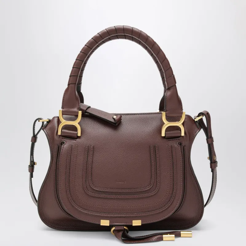 Small Brown Marcie Handbag In Leather made by Chloe