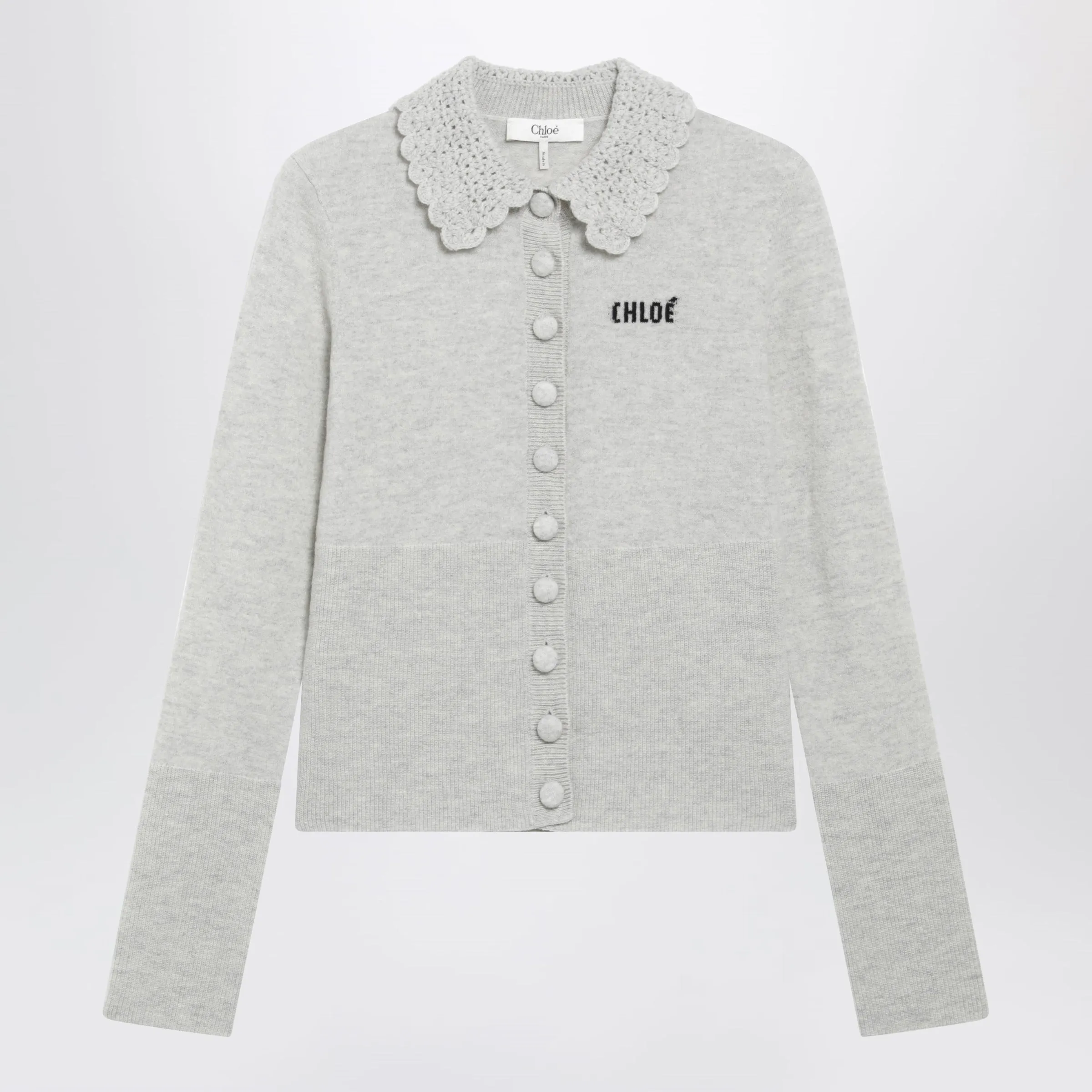 Slim-Fit Logo Wool Cardigan In Sweet Grey sold by Wanan Luxury