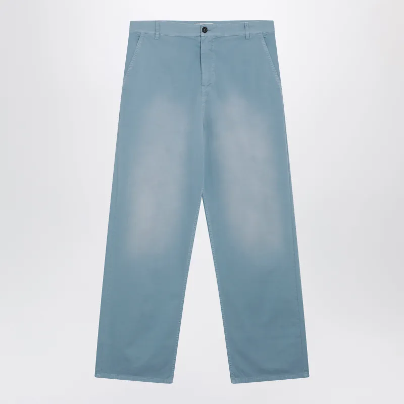Garment-Dyed Cotton Twill Trousers In Astral made by Miu Miu