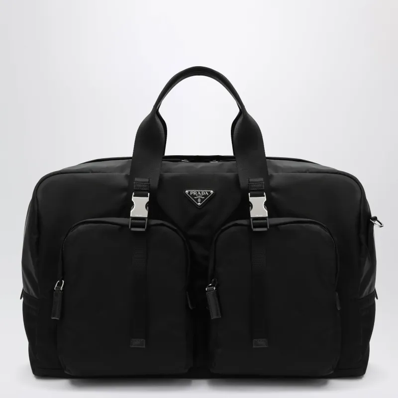 Black Re-Nylon And Saffiano Travel Bag made by Prada