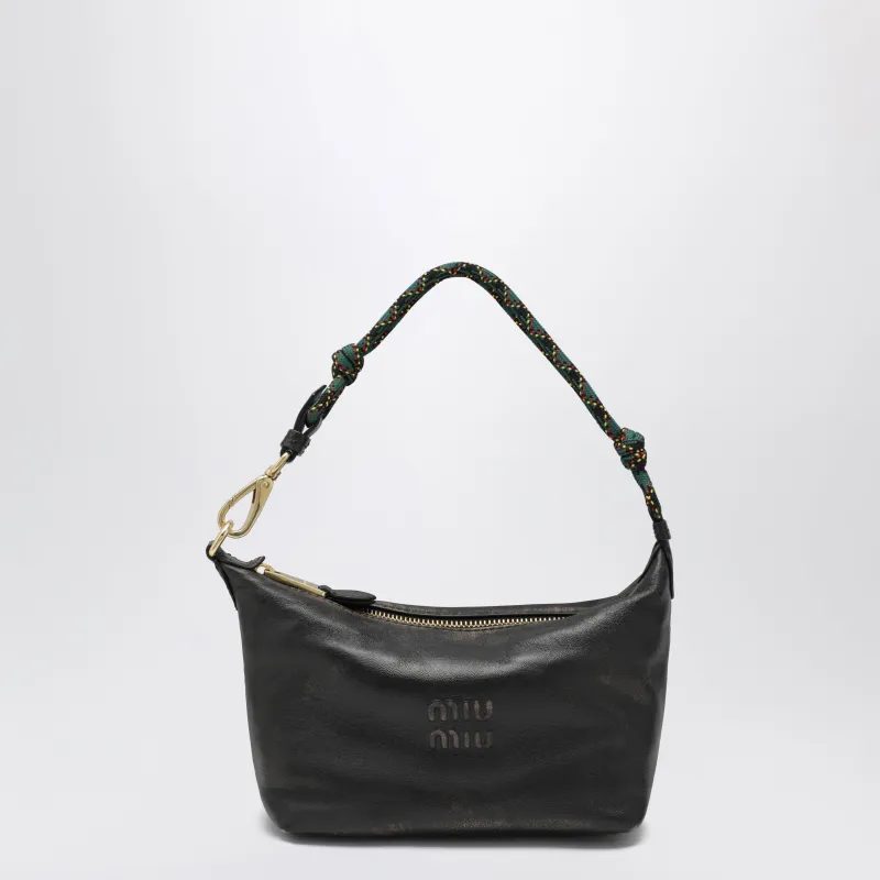 Aged-Effect Nappa Leather Pouch In Coffee And Green made by Miu Miu