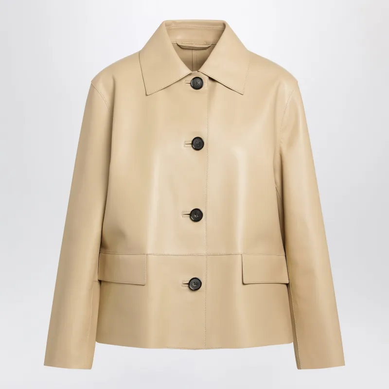 Light Beige Lamb Leather Jacket made by Toteme