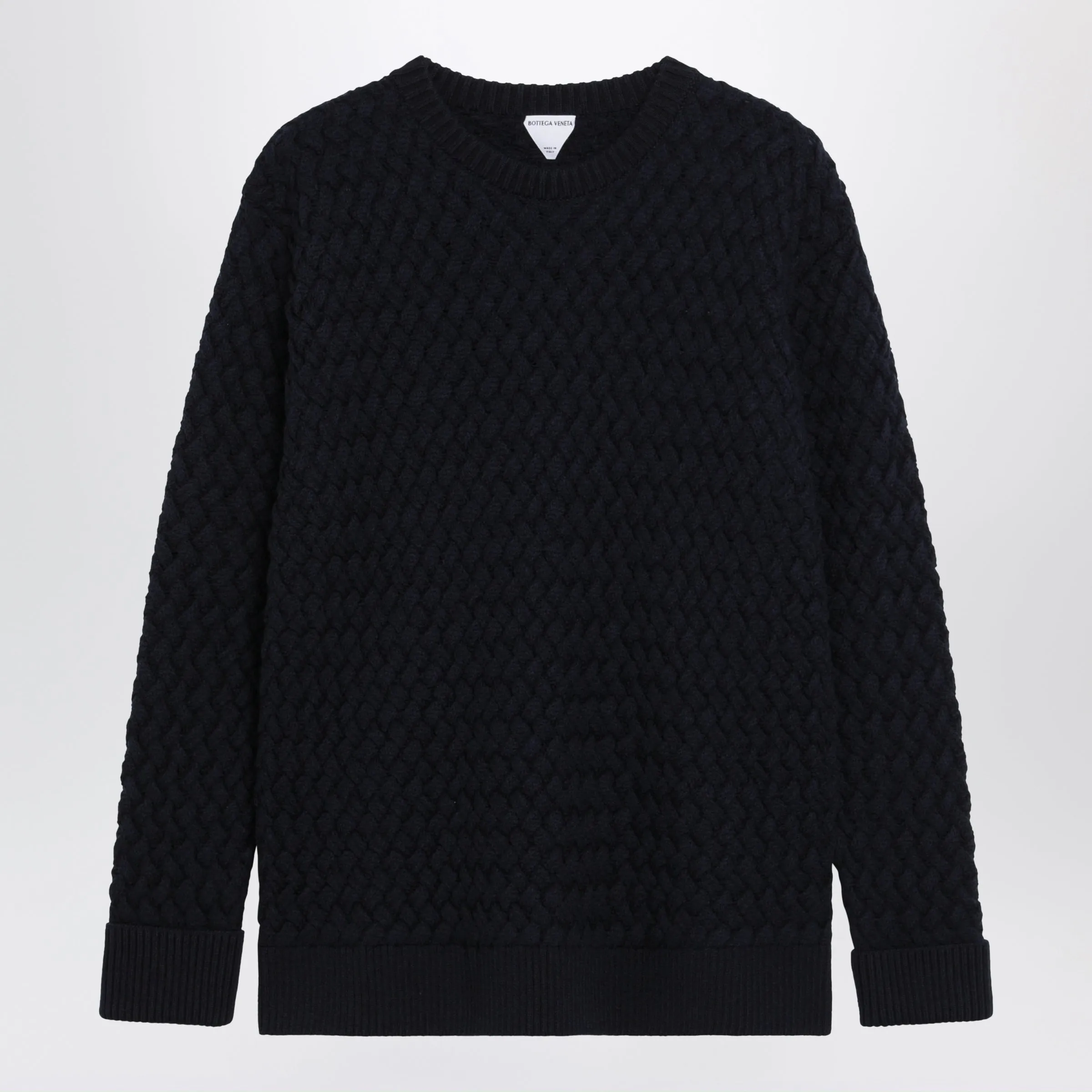 Midnight Blue Intrecciato Wool Sweater sold by Wanan Luxury