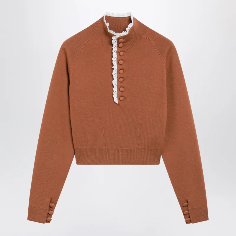 Cognac-Colored Wool Sweater made by Chloe