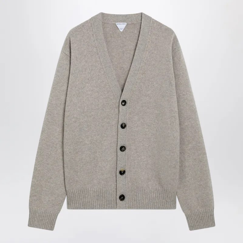 Greige Mélange Cashmere-Blend Cardigan made by Bottega Veneta