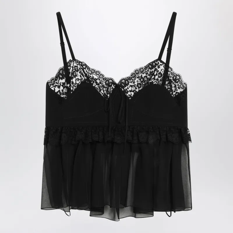 Silk Crêpe De Chine Top With Thin Straps, Black made by Chloe