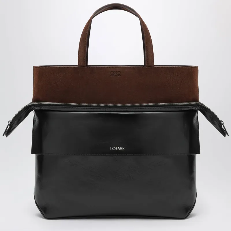 Small Switch Tote Bag In Black/Espresso Calfskin made by Loewe