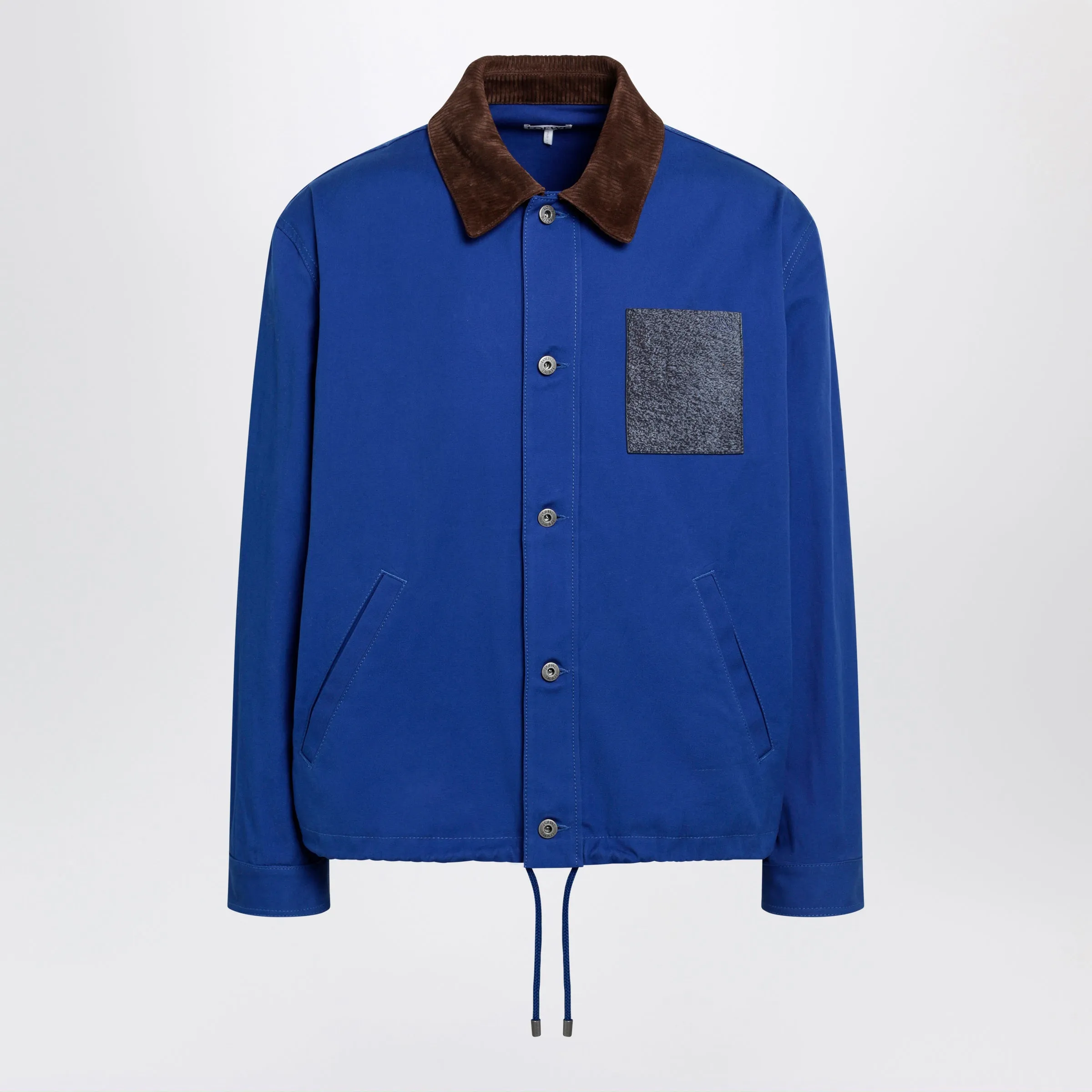 Long-Sleeve Cotton And Leather Jacket In Blue sold by Wanan Luxury