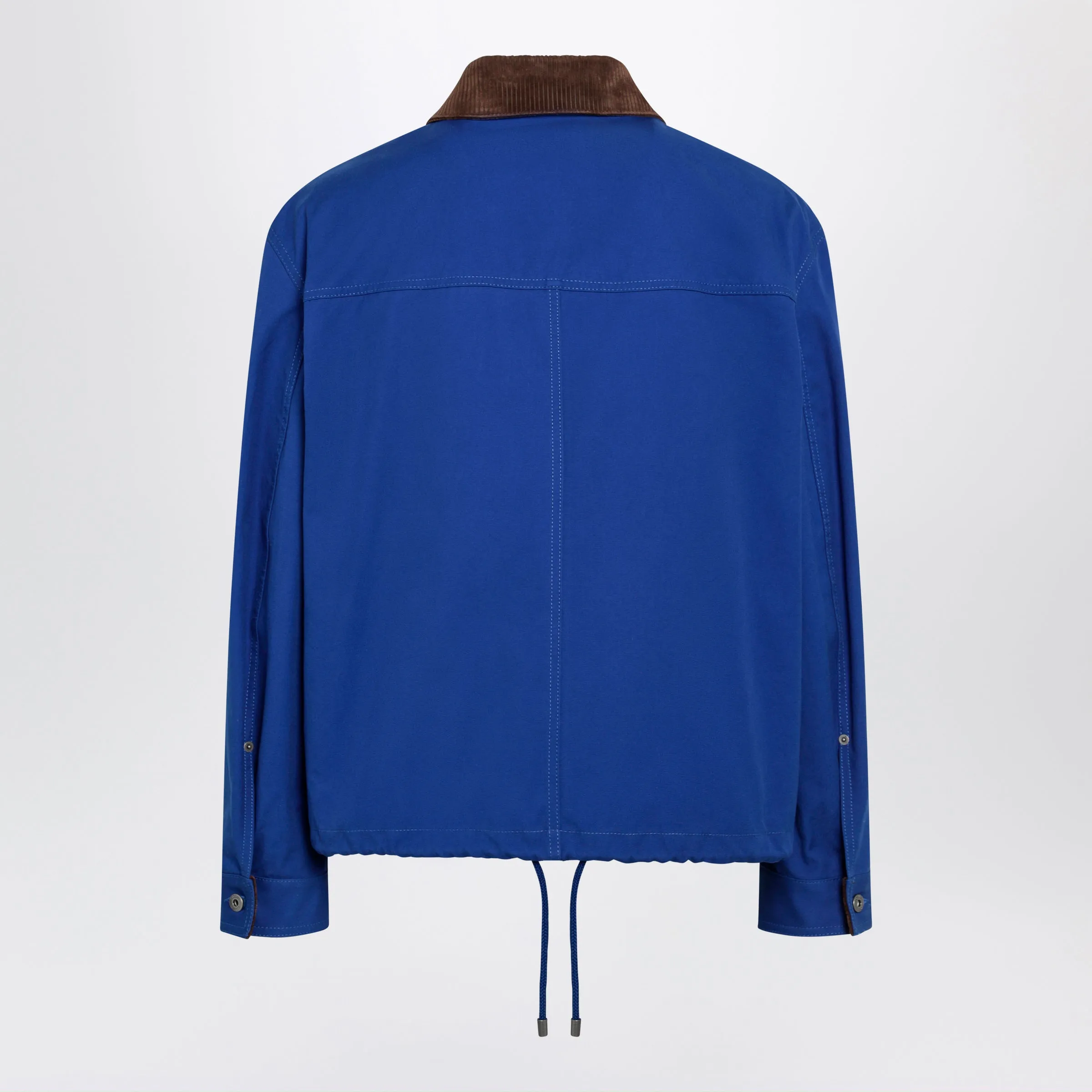 Long-Sleeve Cotton And Leather Jacket In Blue sold by Wanan Luxury product image thumbnail 2
